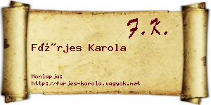Fürjes Karola névjegykártya